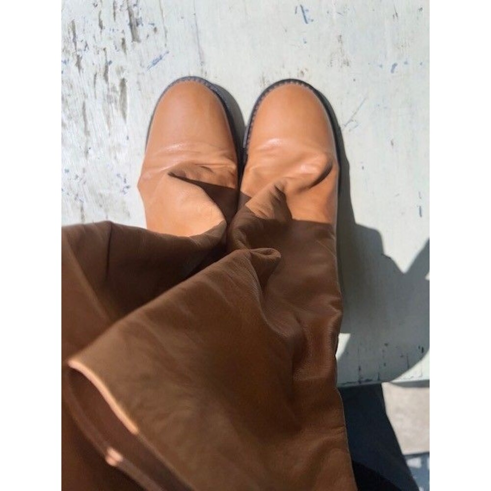 Free People Elle Block Heel Boots Tan Slouch Leather Eu 38/USA 7.5M VGC - Picture 9 of 11